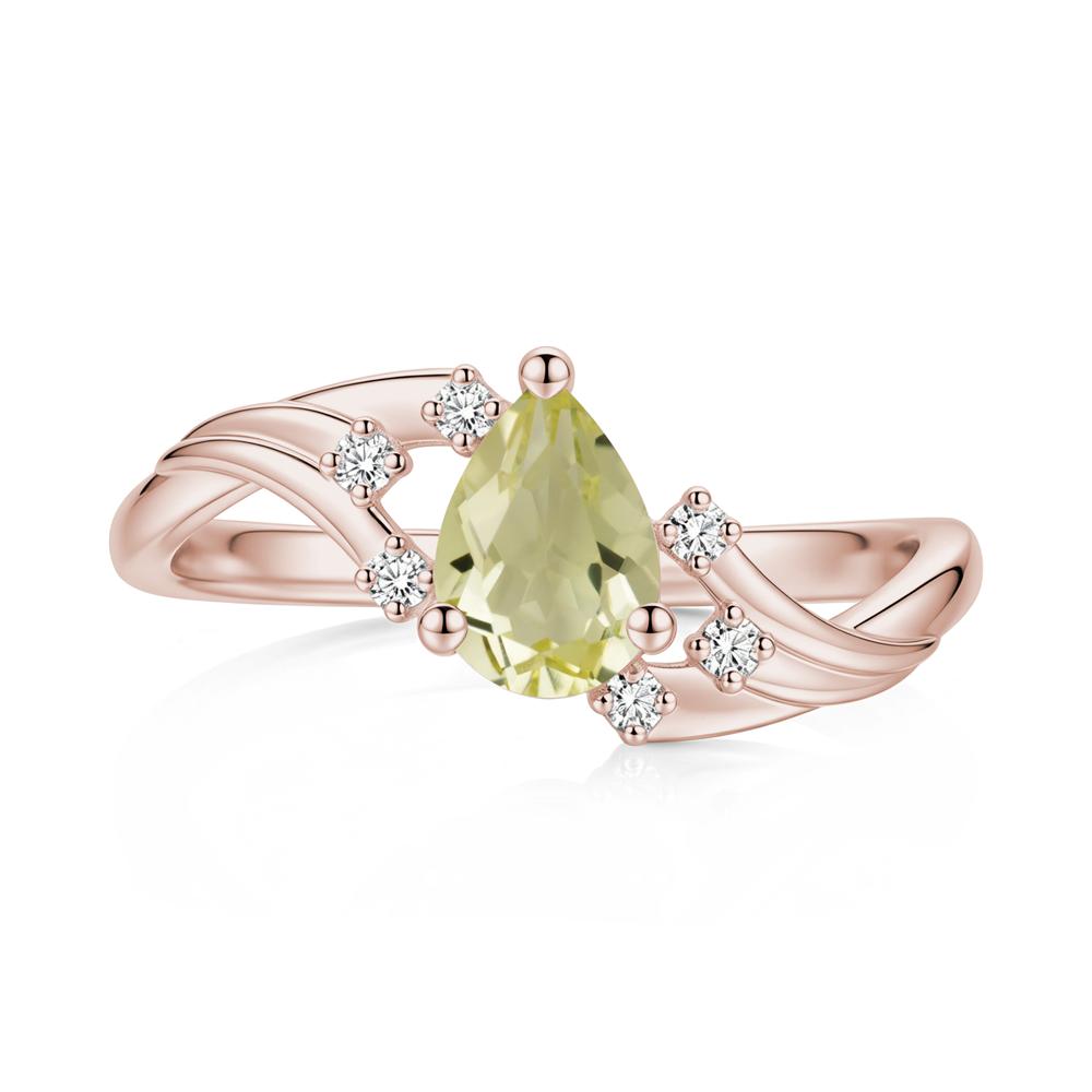 Pear Shaped Tourmaline Cluster Bypass Ring - LUO Jewelry #gemstone_Lemon Quartz