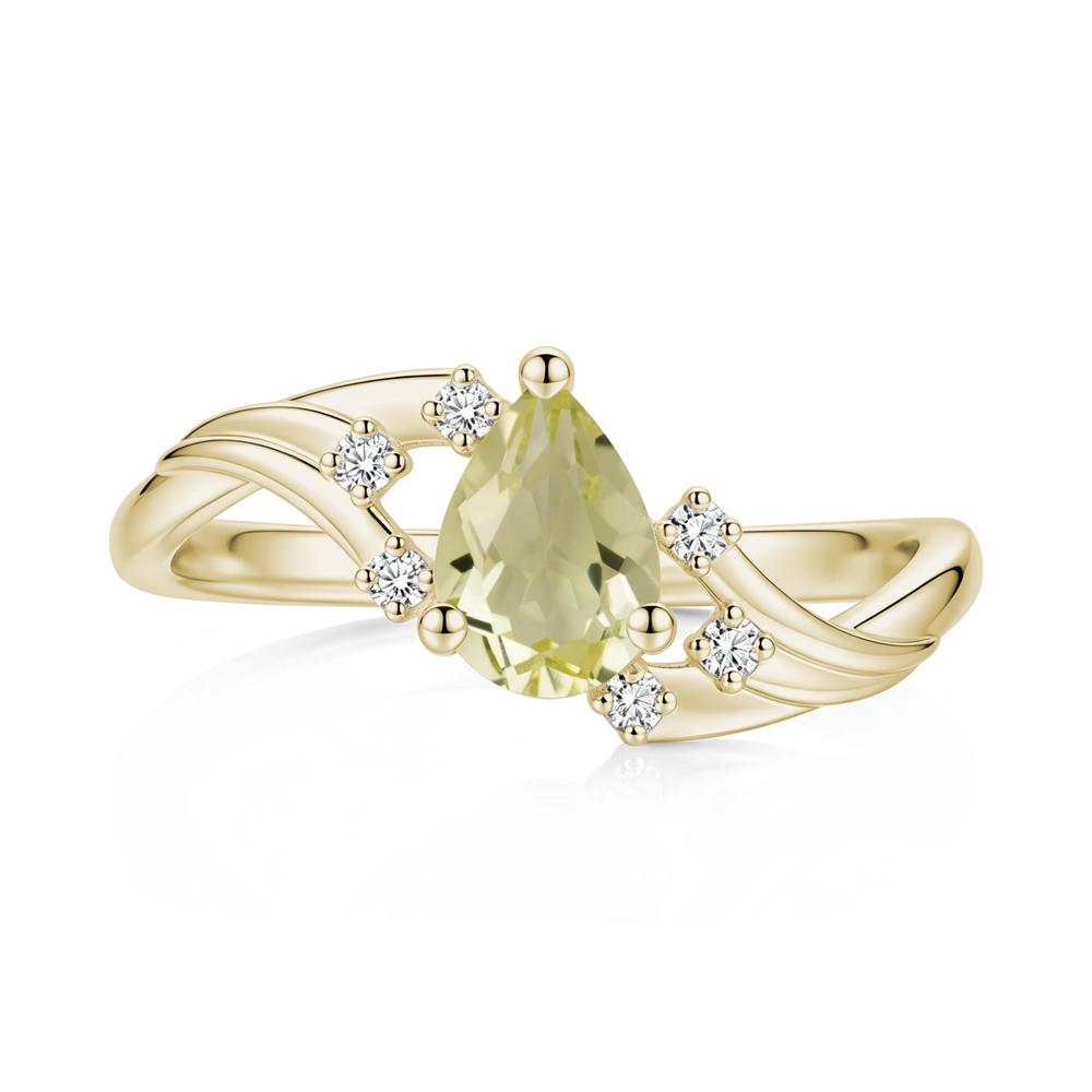 Pear Shaped Tourmaline Cluster Bypass Ring - LUO Jewelry #gemstone_Lemon Quartz
