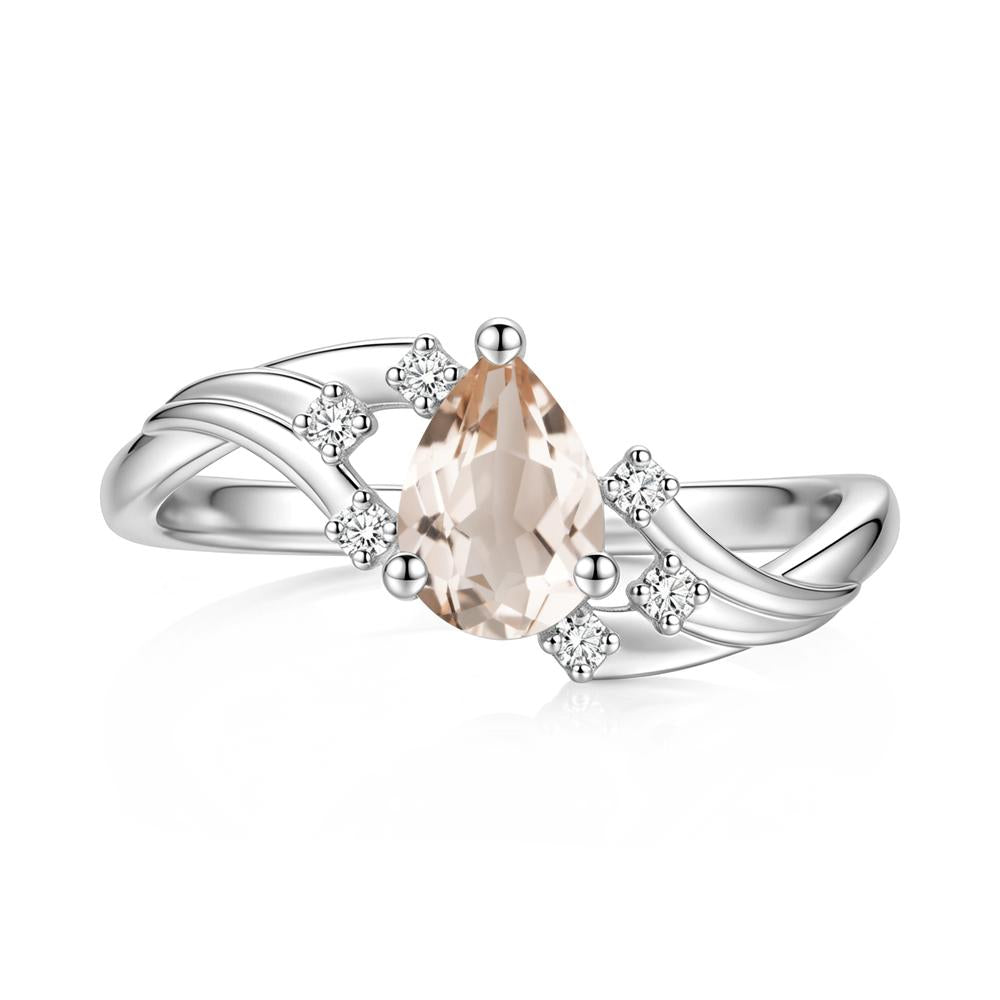 Pear Shaped Tourmaline Cluster Bypass Ring - LUO Jewelry #gemstone_Morganite