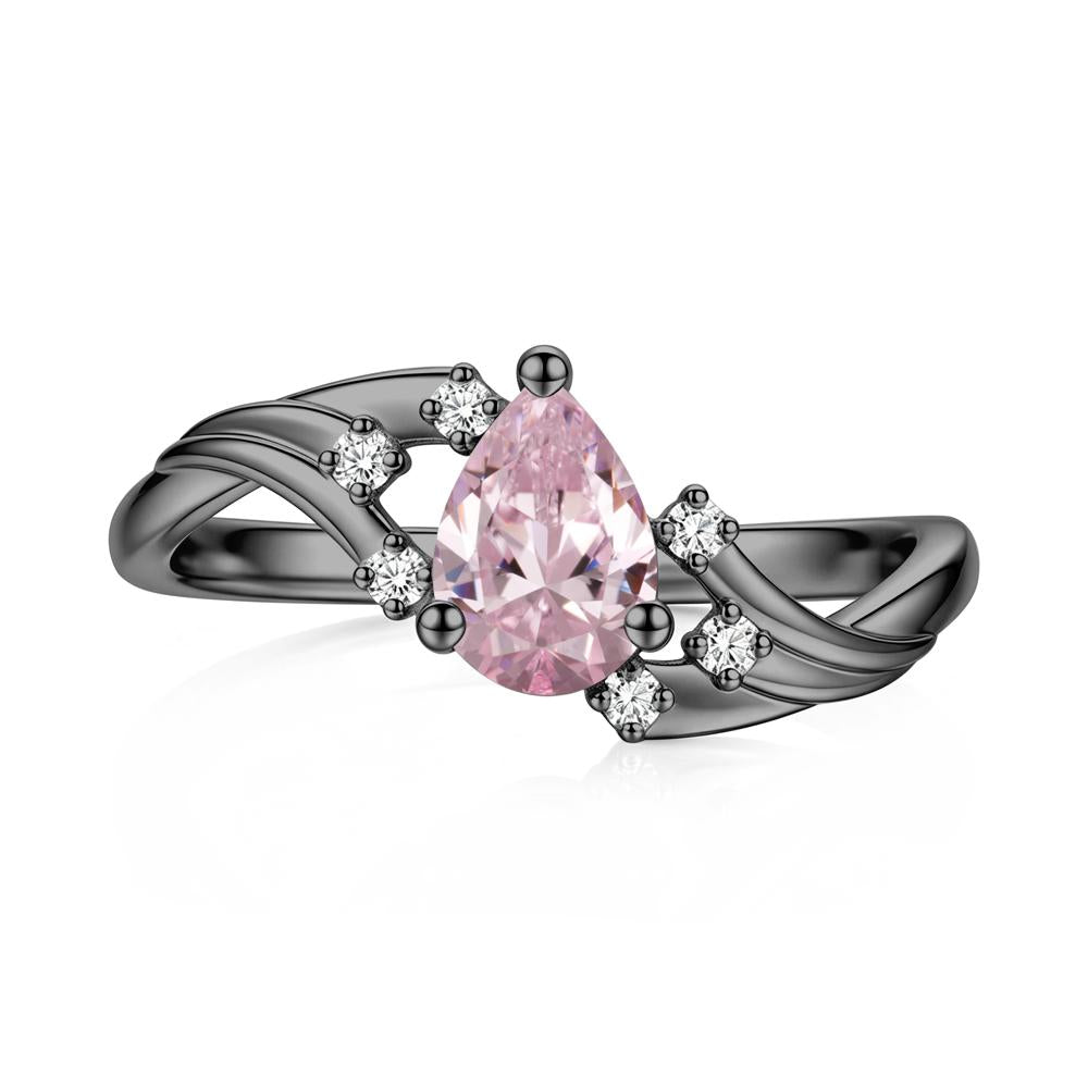 Pear Shaped Tourmaline Cluster Bypass Ring - LUO Jewelry #gemstone_Pink Cubic Zirconia