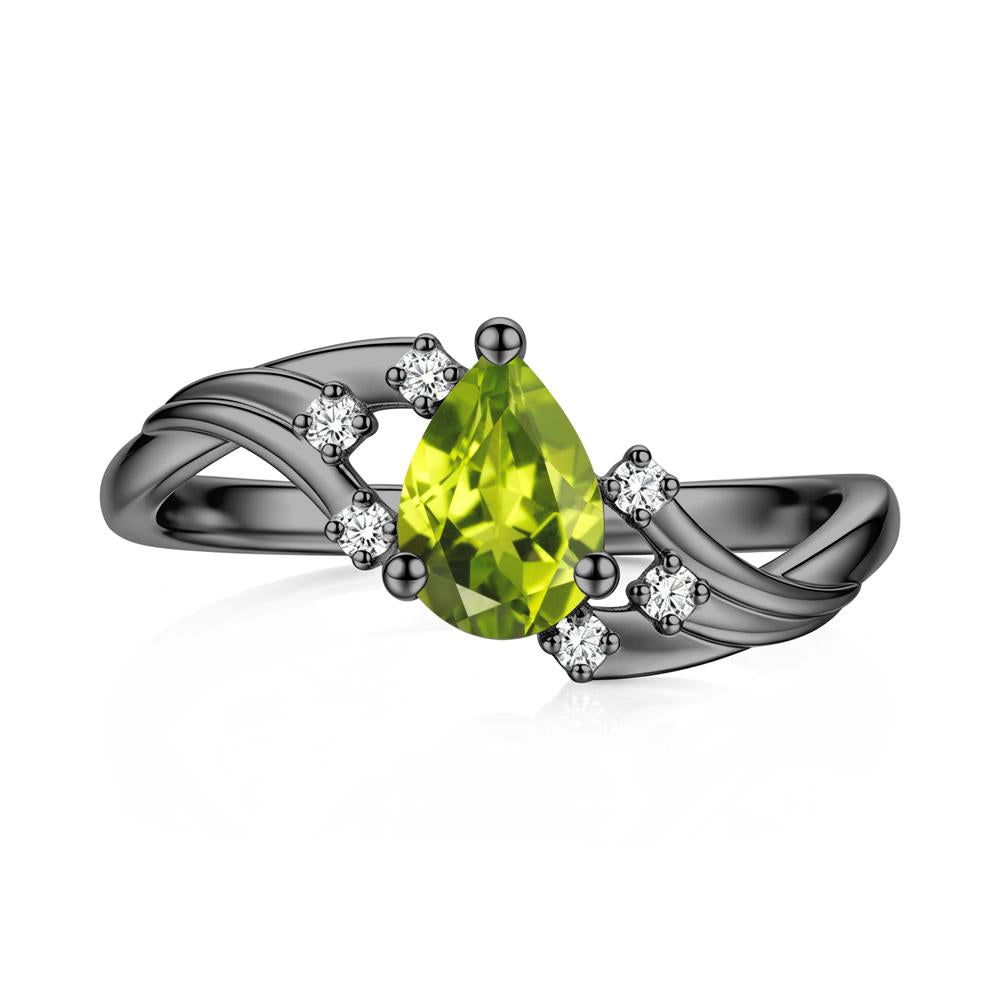 Pear Shaped Tourmaline Cluster Bypass Ring - LUO Jewelry #gemstone_Peridot