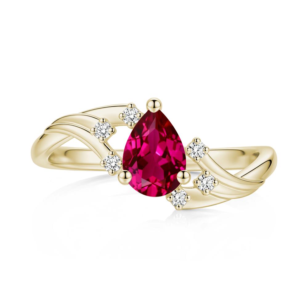Pear Shaped Tourmaline Cluster Bypass Ring - LUO Jewelry #gemstone_Ruby