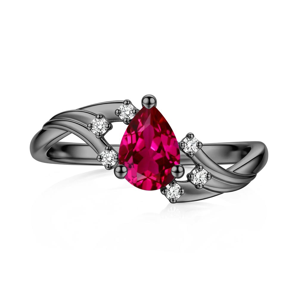 Pear Shaped Tourmaline Cluster Bypass Ring - LUO Jewelry #gemstone_Ruby