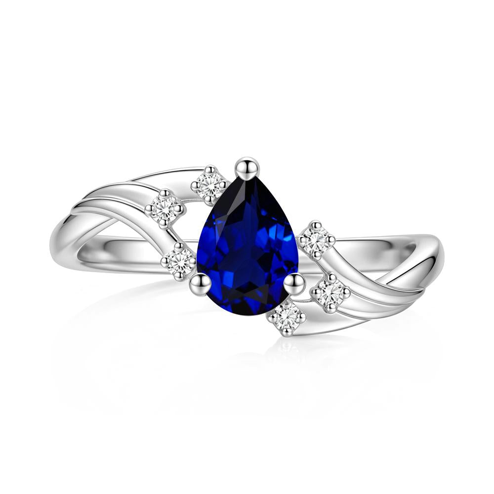 Pear Shaped Tourmaline Cluster Bypass Ring - LUO Jewelry #gemstone_Sapphire