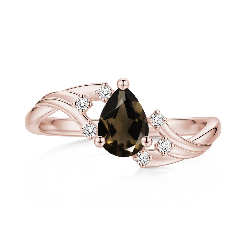 Pear Shaped Tourmaline Cluster Bypass Ring - LUO Jewelry #gemstone_Smoky Quartz