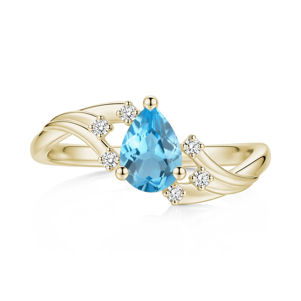 Pear Shaped Tourmaline Cluster Bypass Ring - LUO Jewelry #gemstone_Swiss Blue Topaz