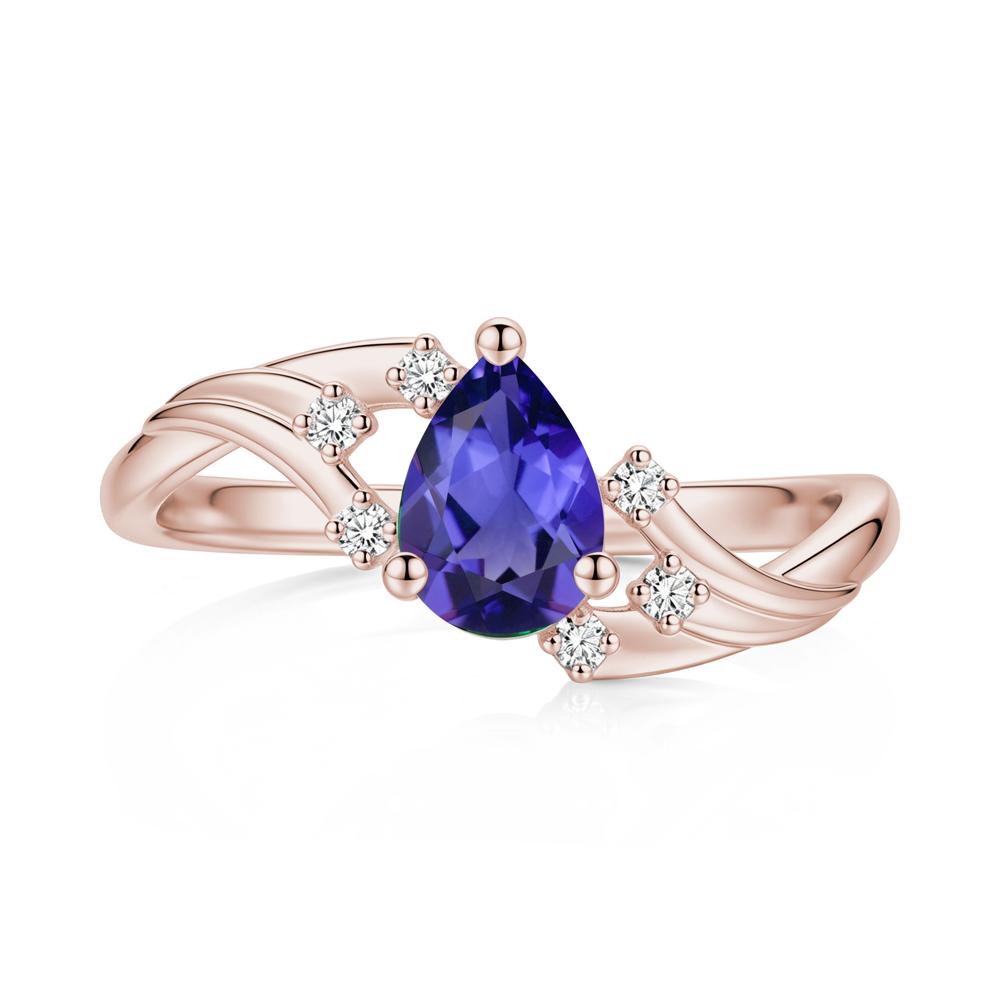 Pear Shaped Tourmaline Cluster Bypass Ring - LUO Jewelry #gemstone_Tanzanite