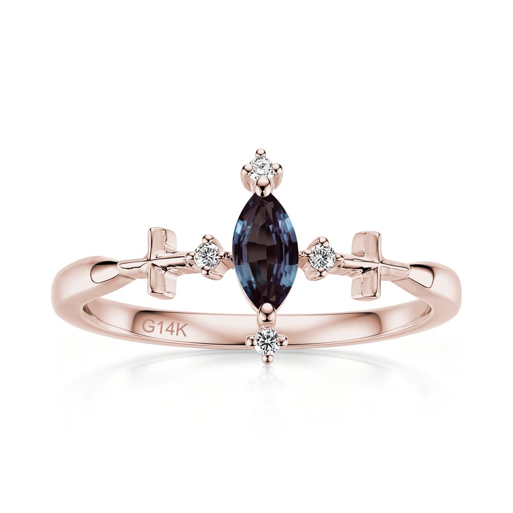 Petite Marquise Cut London Blue Topaz Cross Ring - LUO Jewelry #gemstone_Alexandrite