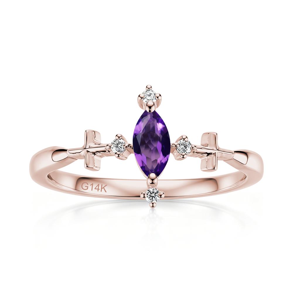 Petite Marquise Cut London Blue Topaz Cross Ring - LUO Jewelry #gemstone_Amethyst
