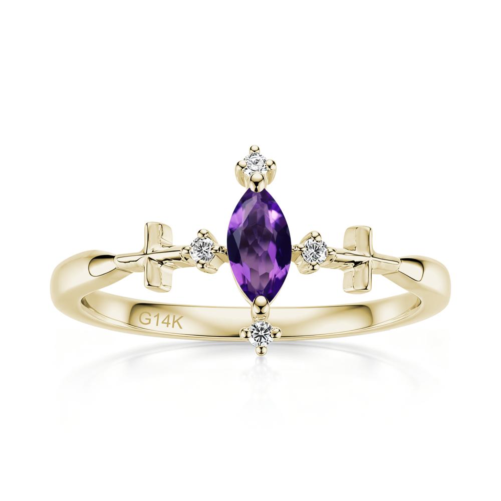 Petite Marquise Cut London Blue Topaz Cross Ring - LUO Jewelry #gemstone_Amethyst