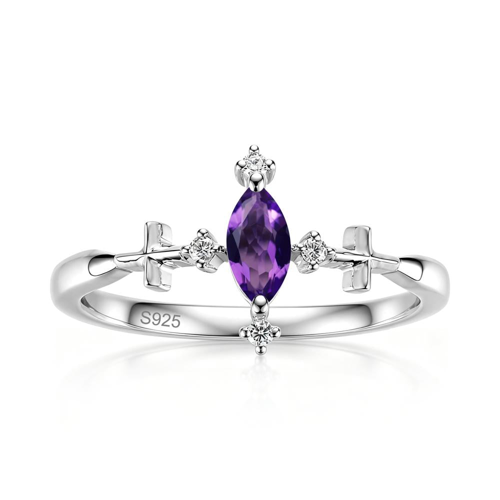 Petite Marquise Cut London Blue Topaz Cross Ring - LUO Jewelry #gemstone_Amethyst