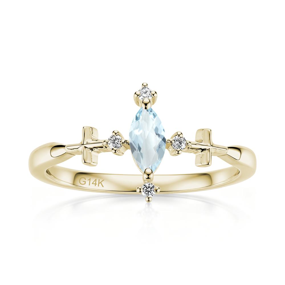 Petite Marquise Cut London Blue Topaz Cross Ring - LUO Jewelry #gemstone_Aquamarine