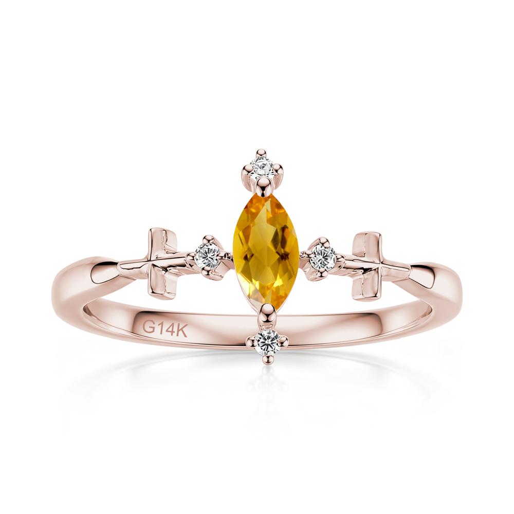 Petite Marquise Cut London Blue Topaz Cross Ring - LUO Jewelry #gemstone_Citrine