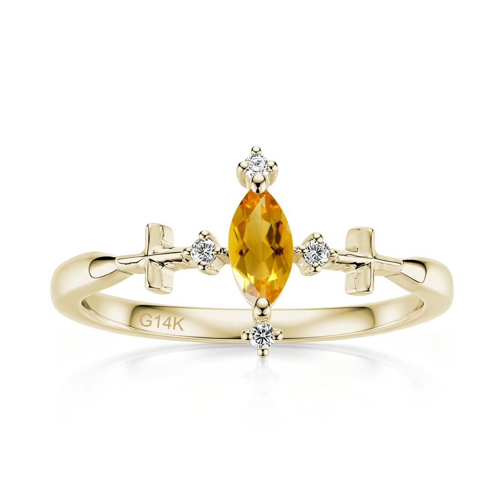 Petite Marquise Cut London Blue Topaz Cross Ring - LUO Jewelry #gemstone_Citrine