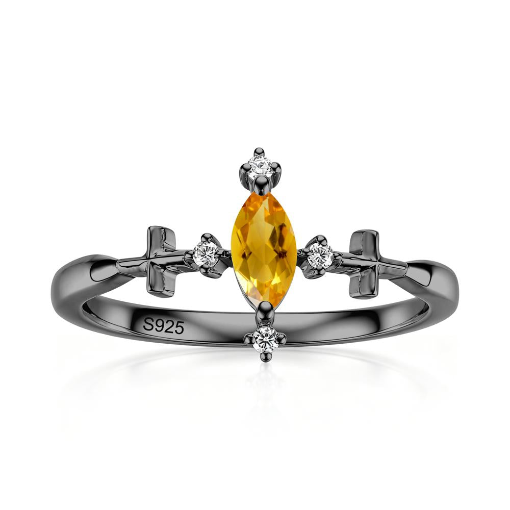 Petite Marquise Cut London Blue Topaz Cross Ring - LUO Jewelry #gemstone_Citrine