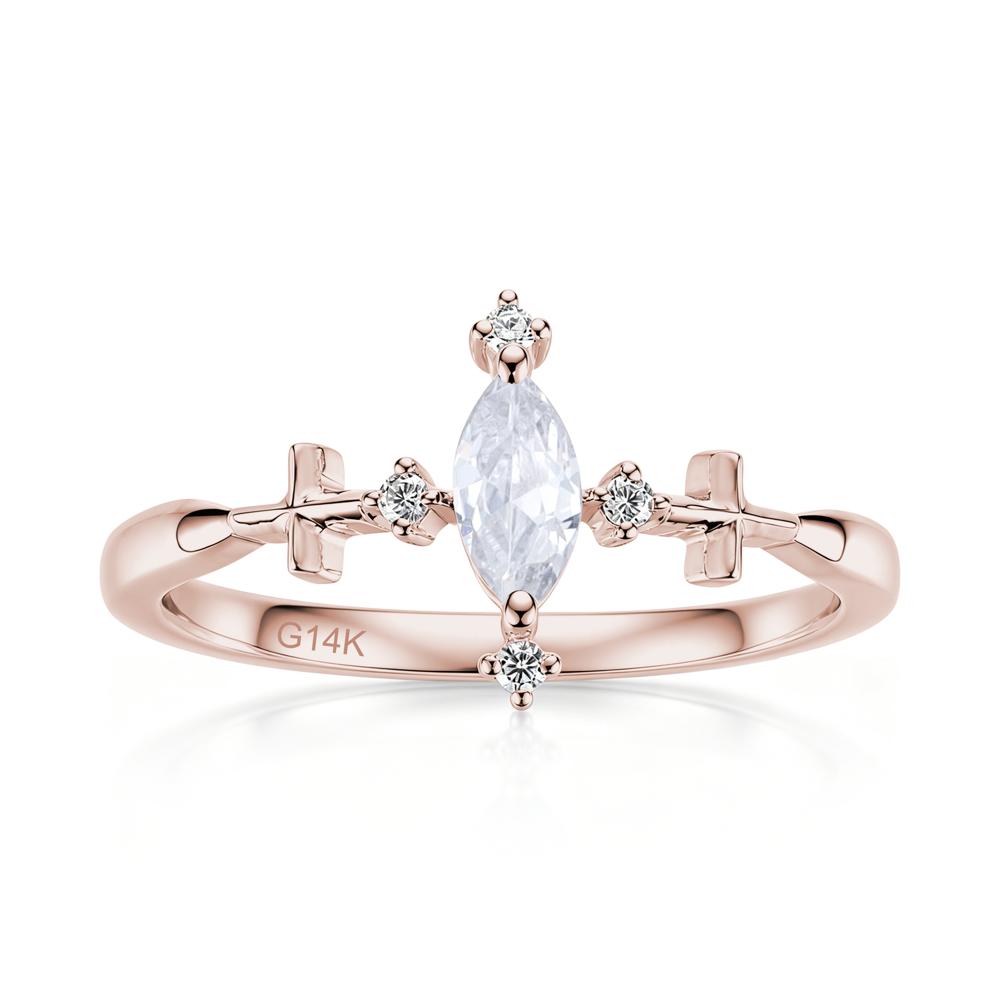 Petite Marquise Cut London Blue Topaz Cross Ring - LUO Jewelry #gemstone_Cubic Zirconia