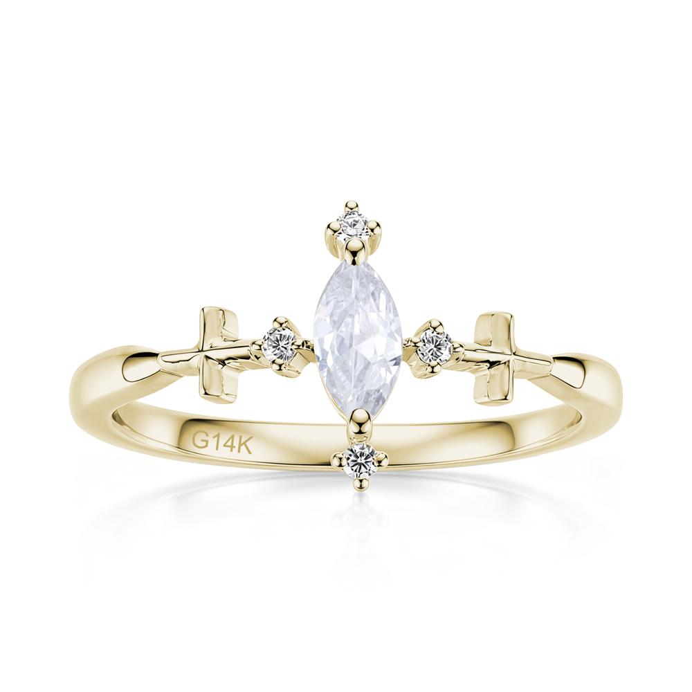 Petite Marquise Cut London Blue Topaz Cross Ring - LUO Jewelry #gemstone_Cubic Zirconia