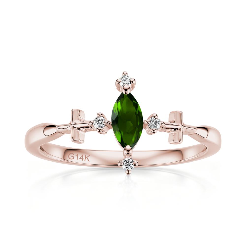 Petite Marquise Cut London Blue Topaz Cross Ring - LUO Jewelry #gemstone_Diopside
