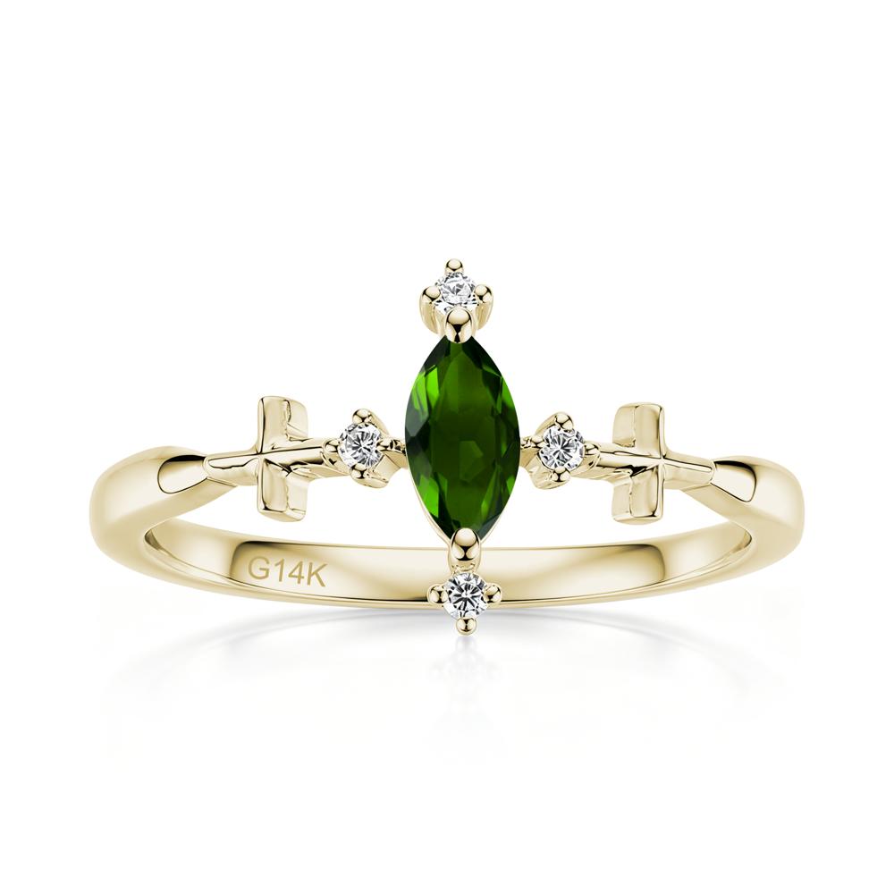 Petite Marquise Cut London Blue Topaz Cross Ring - LUO Jewelry #gemstone_Diopside