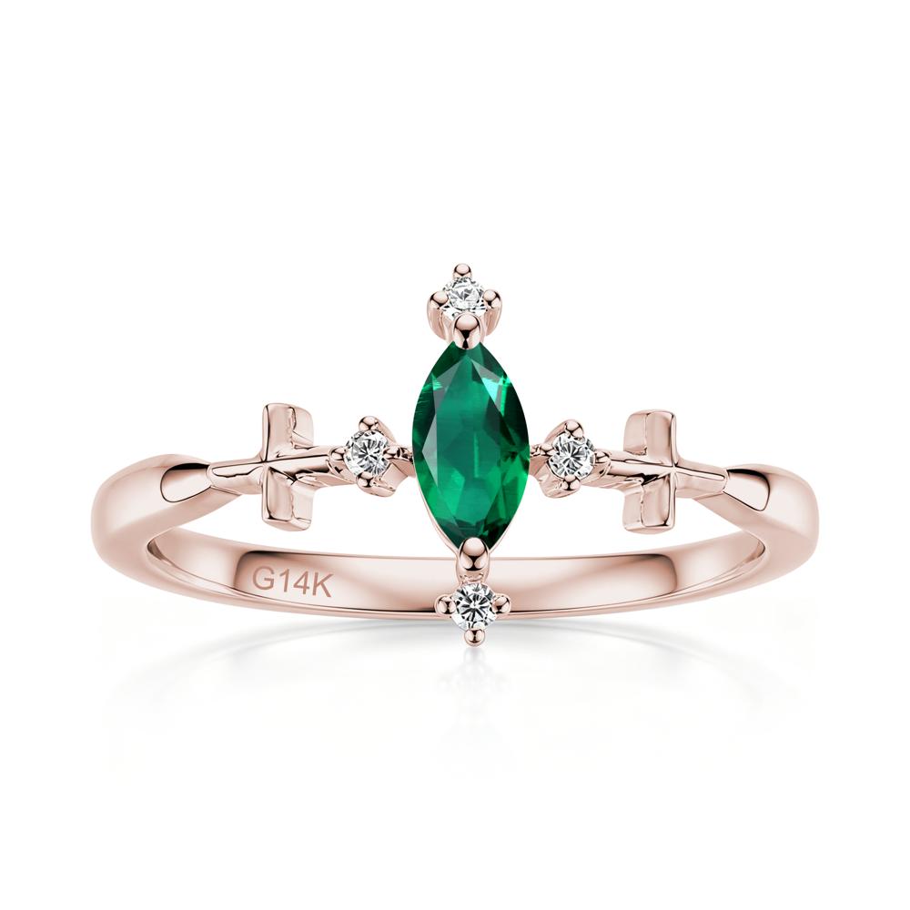 Petite Marquise Cut London Blue Topaz Cross Ring - LUO Jewelry #gemstone_Emerald