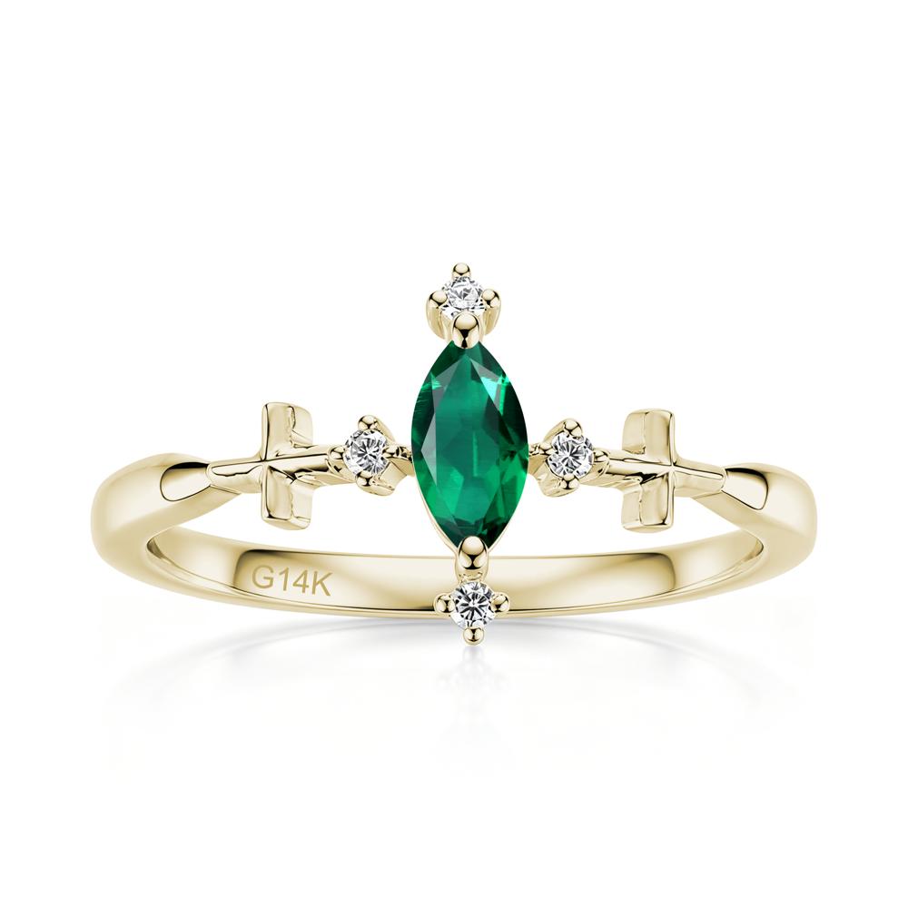 Petite Marquise Cut London Blue Topaz Cross Ring - LUO Jewelry #gemstone_Emerald