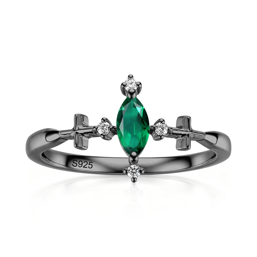 Petite Marquise Cut London Blue Topaz Cross Ring - LUO Jewelry #gemstone_Emerald
