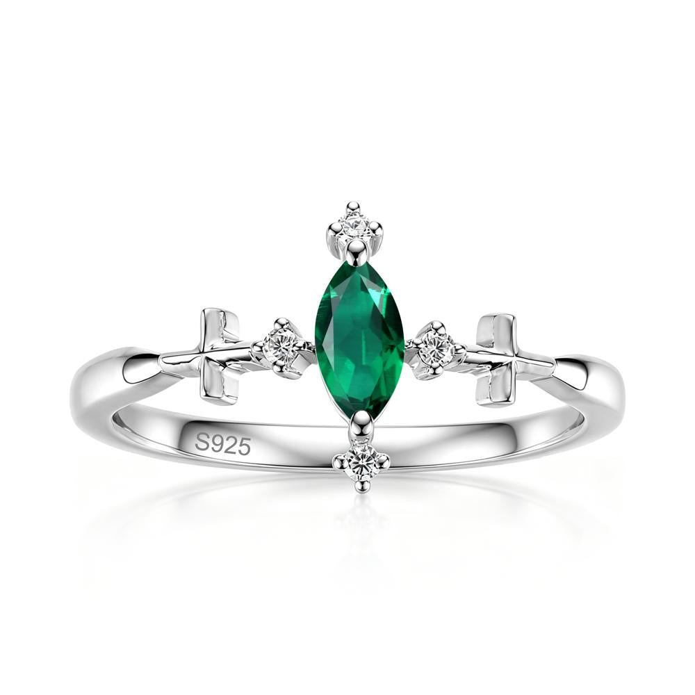 Petite Marquise Cut London Blue Topaz Cross Ring - LUO Jewelry #gemstone_Emerald