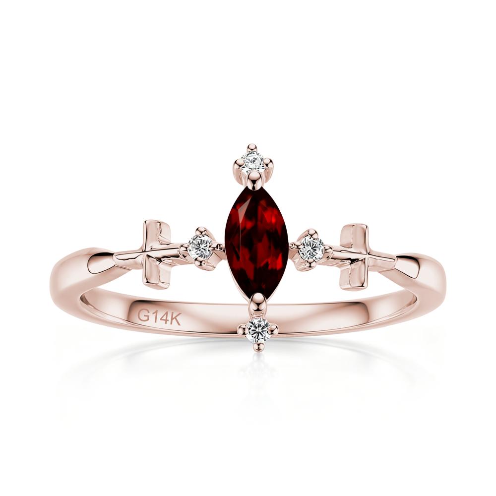 Petite Marquise Cut London Blue Topaz Cross Ring - LUO Jewelry #gemstone_Garnet
