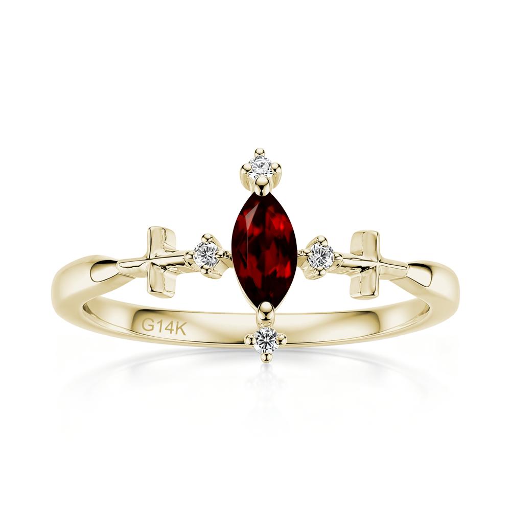 Petite Marquise Cut London Blue Topaz Cross Ring - LUO Jewelry #gemstone_Garnet