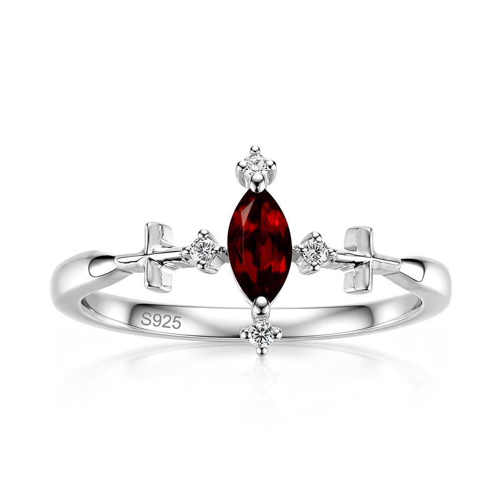 Petite Marquise Cut London Blue Topaz Cross Ring - LUO Jewelry #gemstone_Garnet
