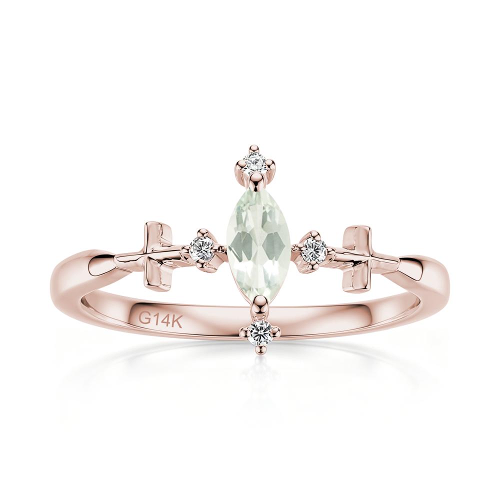 Petite Marquise Cut London Blue Topaz Cross Ring - LUO Jewelry #gemstone_Green Amethyst