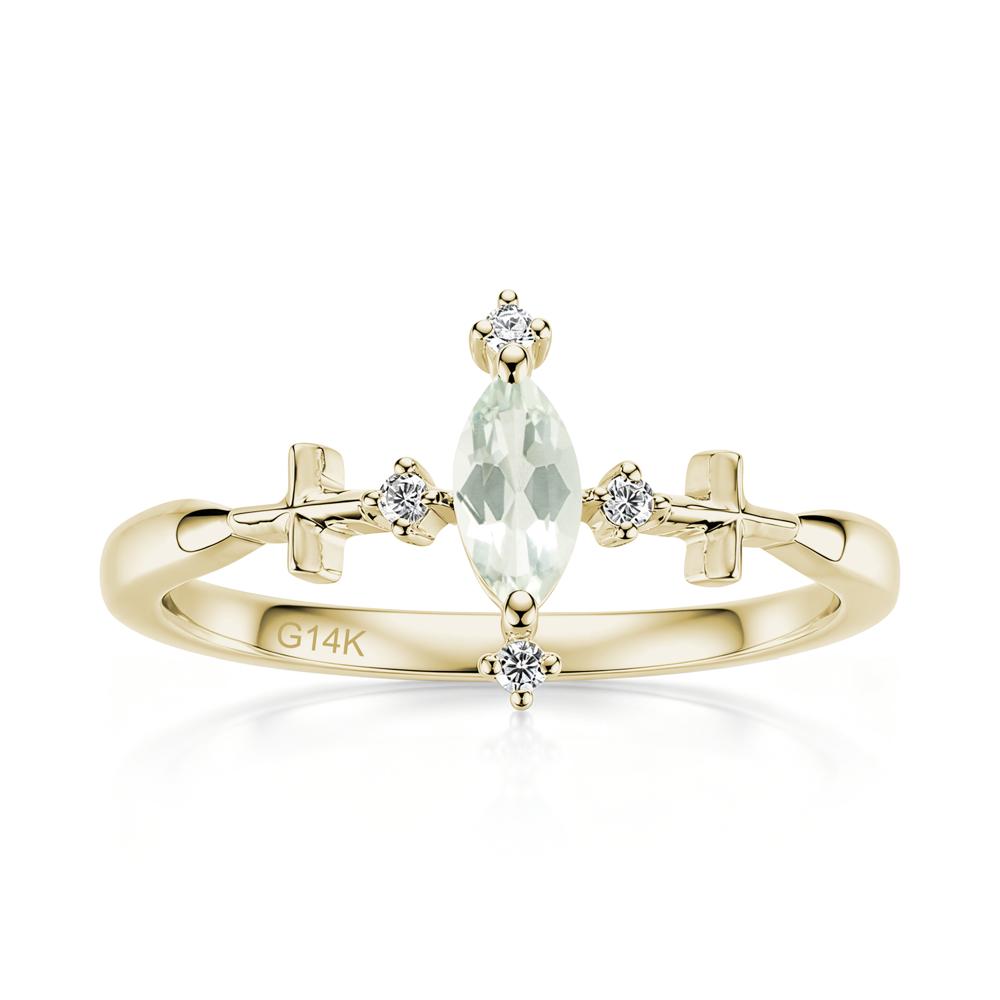 Petite Marquise Cut London Blue Topaz Cross Ring - LUO Jewelry #gemstone_Green Amethyst