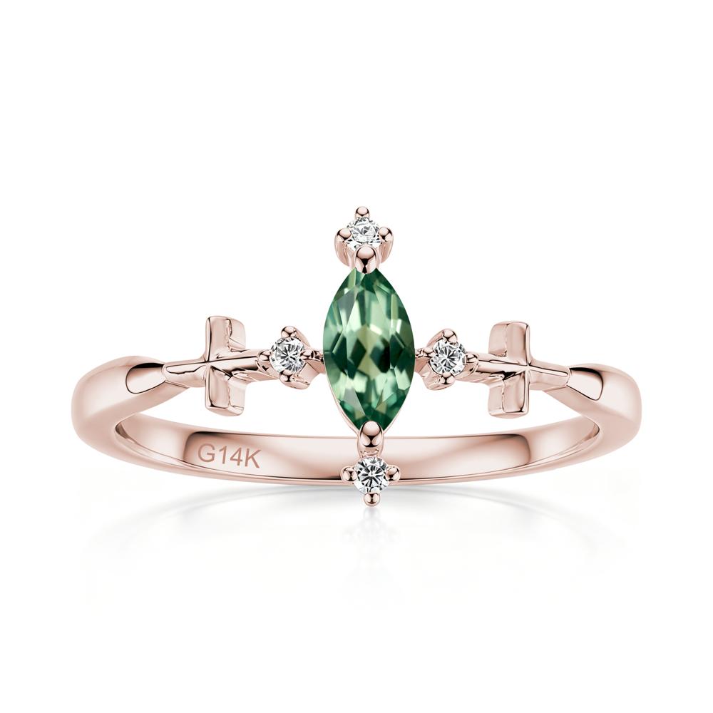 Petite Marquise Cut London Blue Topaz Cross Ring - LUO Jewelry #gemstone_Green Sapphire