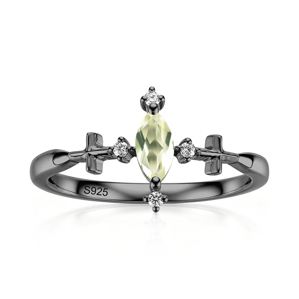 Petite Marquise Cut London Blue Topaz Cross Ring - LUO Jewelry #gemstone_Lemon Quartz