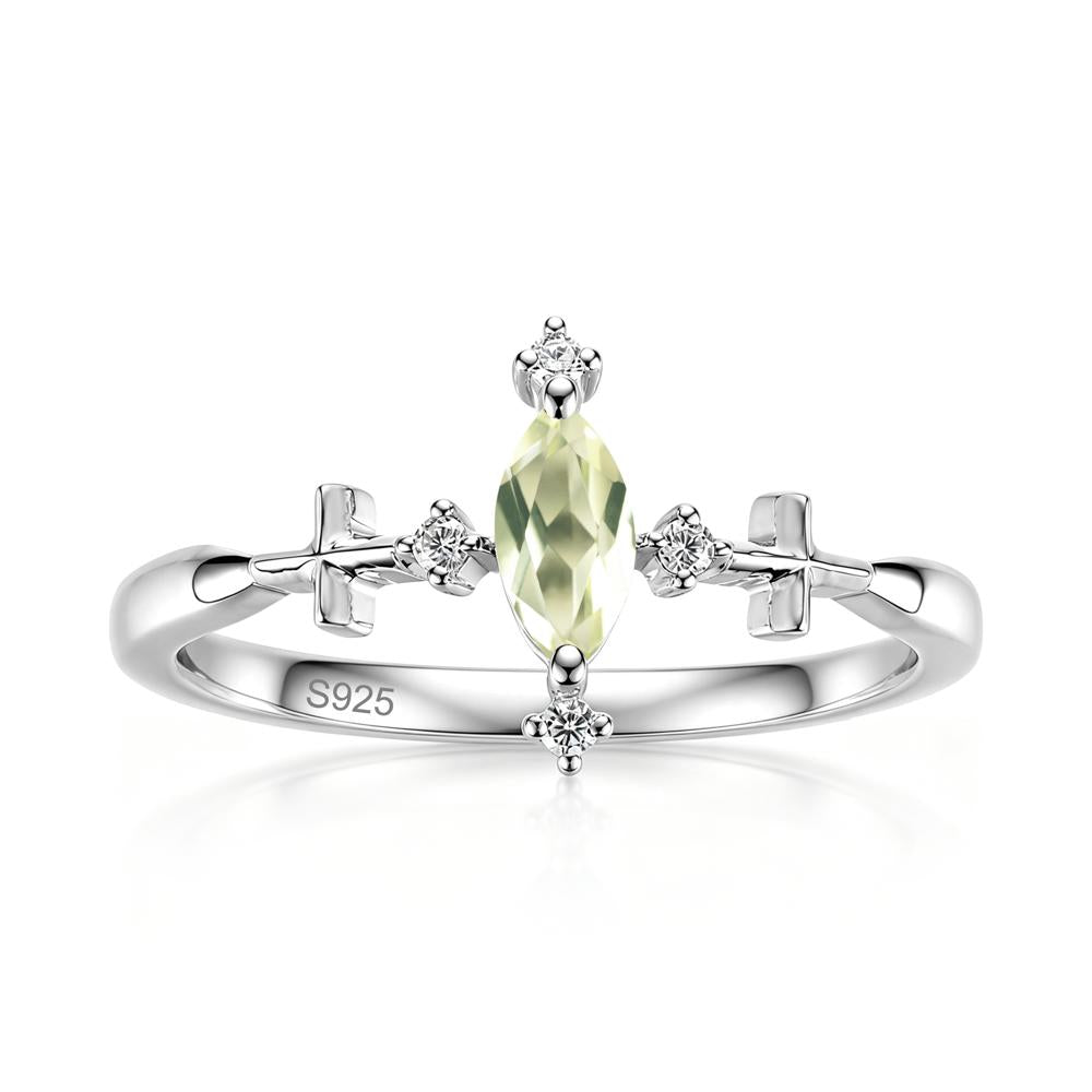 Petite Marquise Cut London Blue Topaz Cross Ring - LUO Jewelry #gemstone_Lemon Quartz
