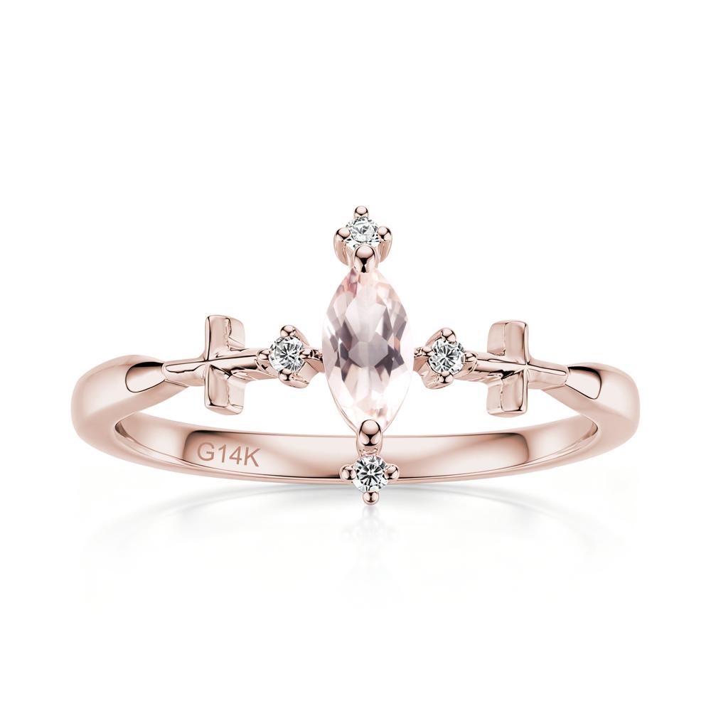 Petite Marquise Cut London Blue Topaz Cross Ring - LUO Jewelry #gemstone_Morganite