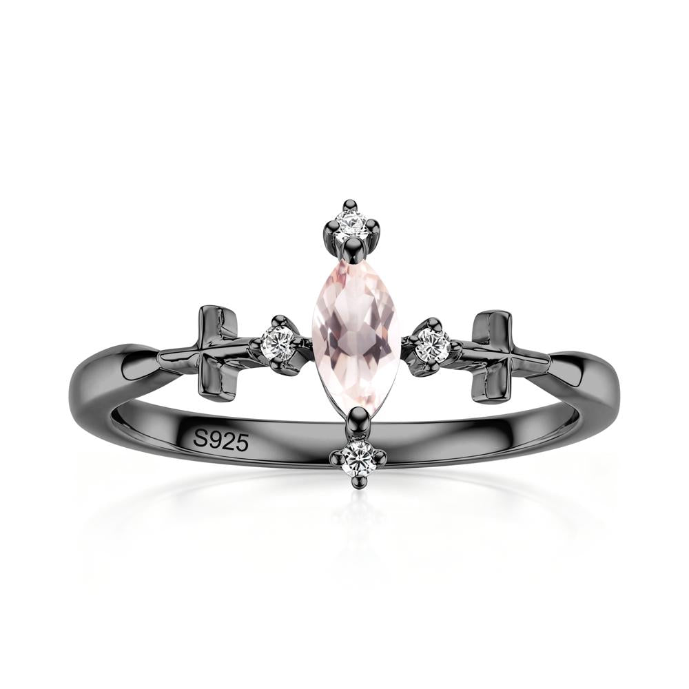 Petite Marquise Cut London Blue Topaz Cross Ring - LUO Jewelry #gemstone_Morganite