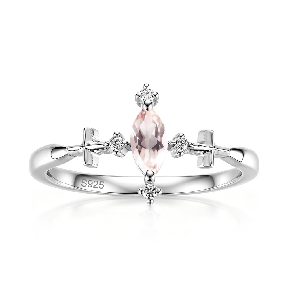 Petite Marquise Cut London Blue Topaz Cross Ring - LUO Jewelry #gemstone_Morganite