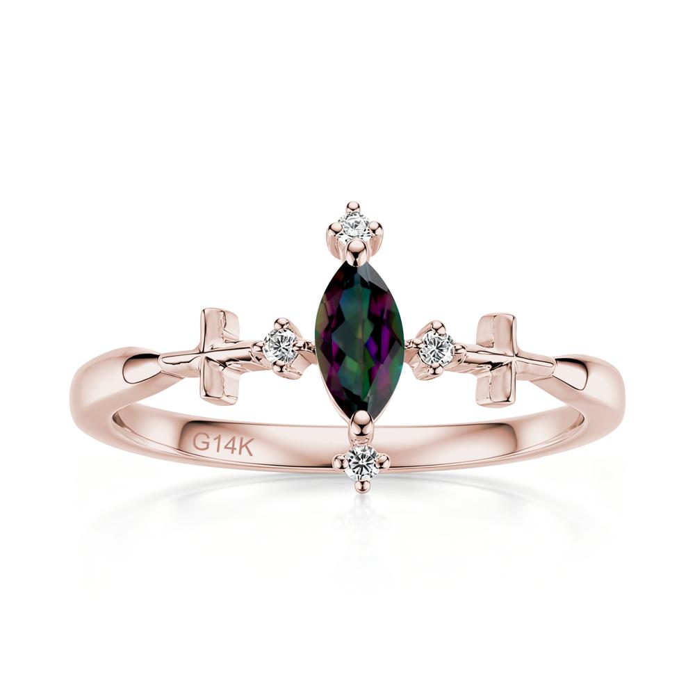 Petite Marquise Cut London Blue Topaz Cross Ring - LUO Jewelry #gemstone_Mystic Topaz