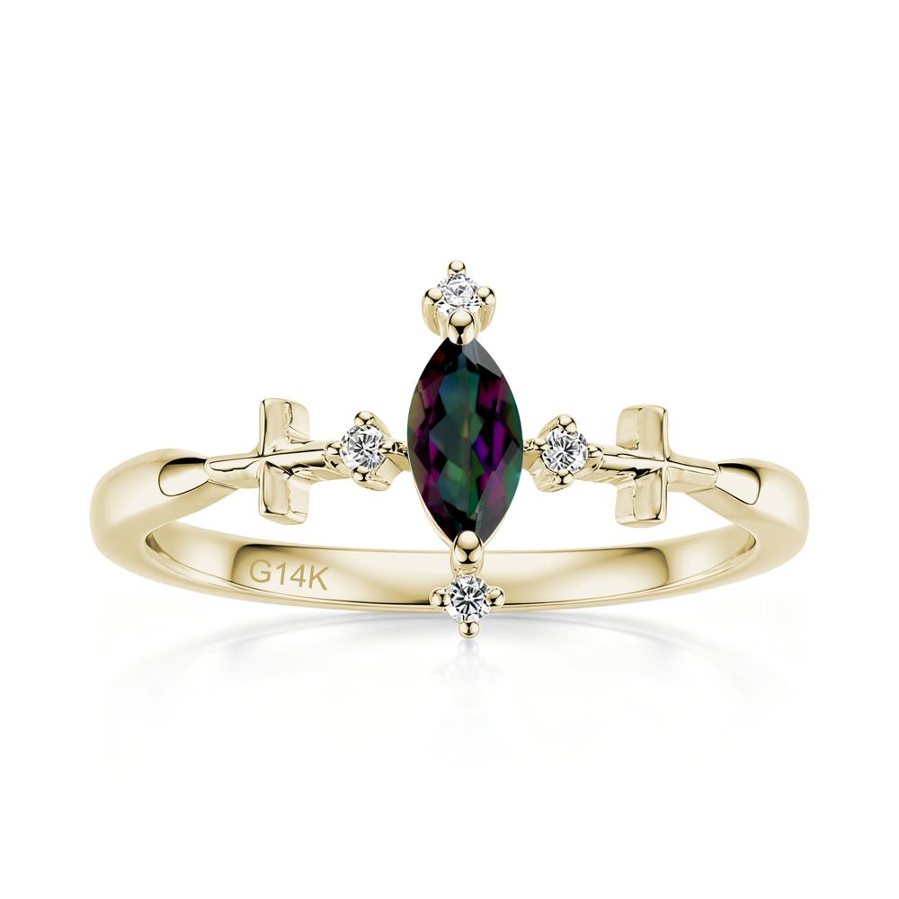 Petite Marquise Cut London Blue Topaz Cross Ring - LUO Jewelry #gemstone_Mystic Topaz