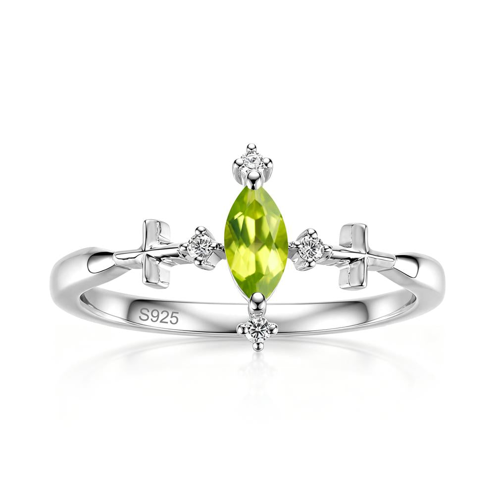 Petite Marquise Cut London Blue Topaz Cross Ring - LUO Jewelry #gemstone_Peridot