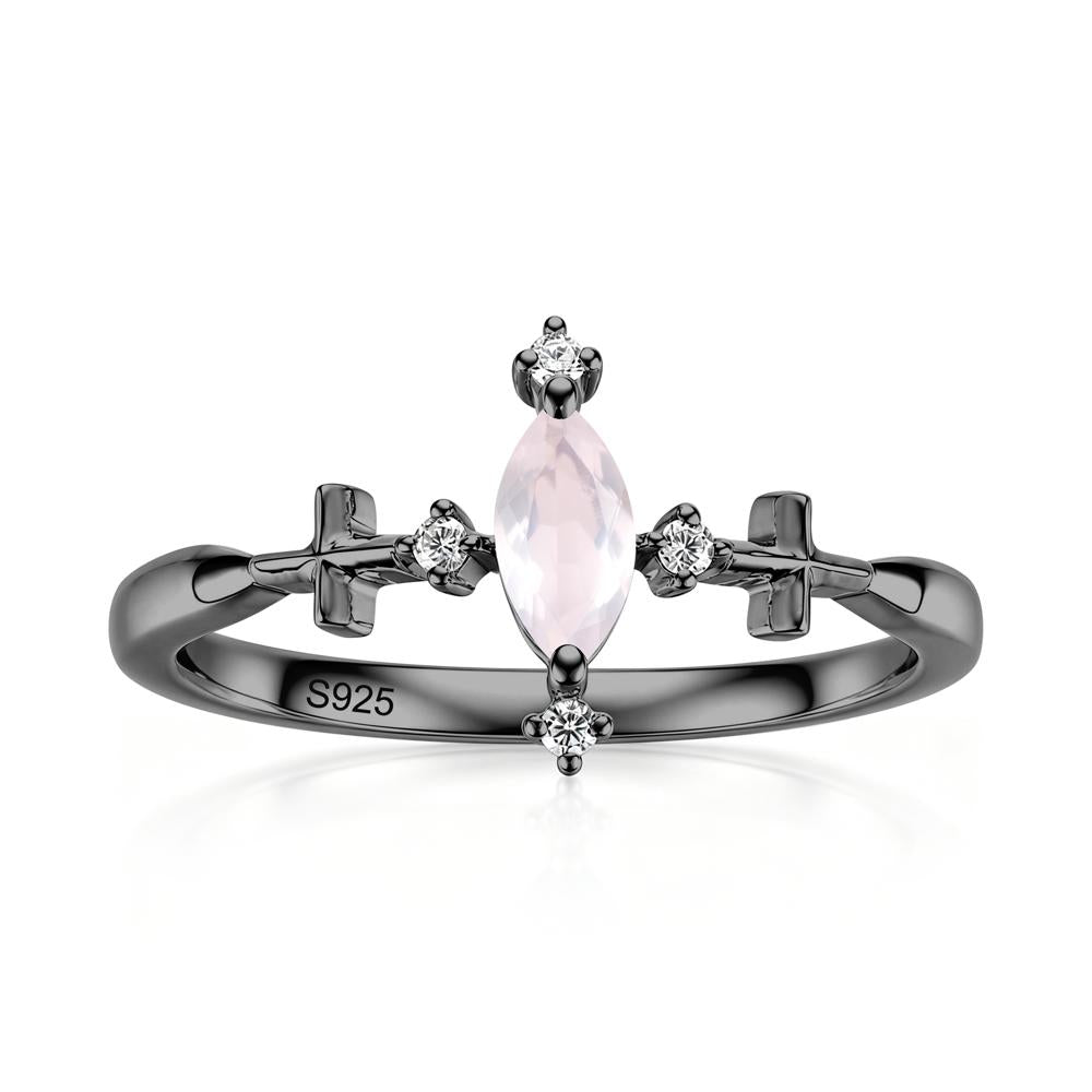 Petite Marquise Cut London Blue Topaz Cross Ring - LUO Jewelry #gemstone_Rose Quartz