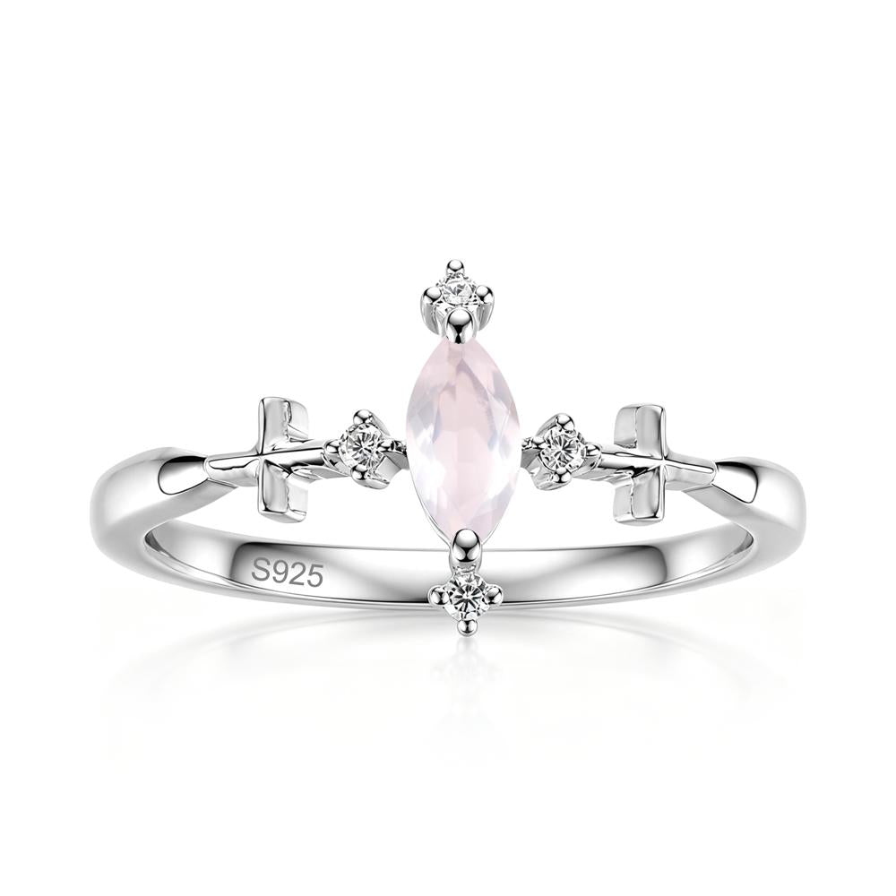 Petite Marquise Cut London Blue Topaz Cross Ring - LUO Jewelry #gemstone_Rose Quartz