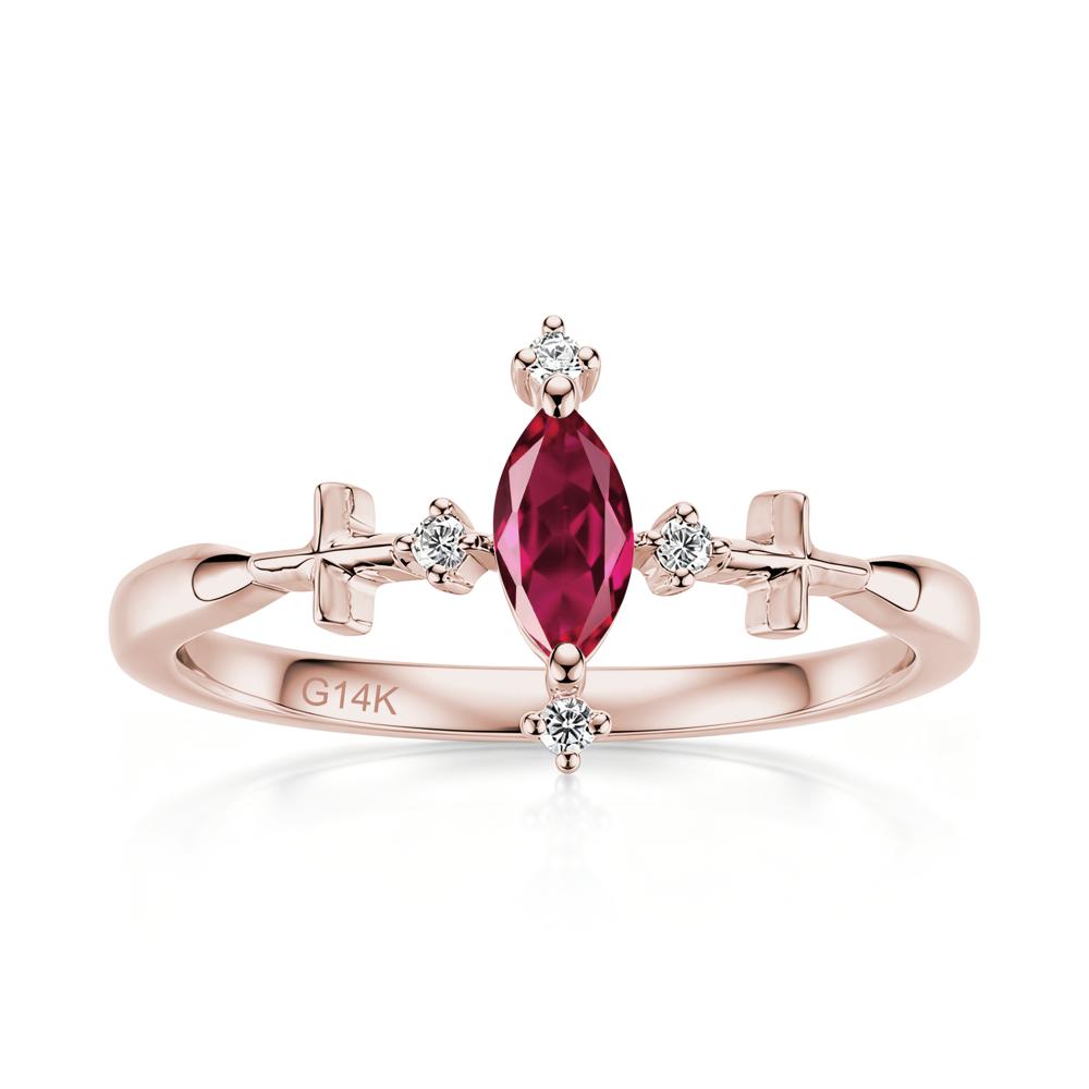 Petite Marquise Cut London Blue Topaz Cross Ring - LUO Jewelry #gemstone_Ruby