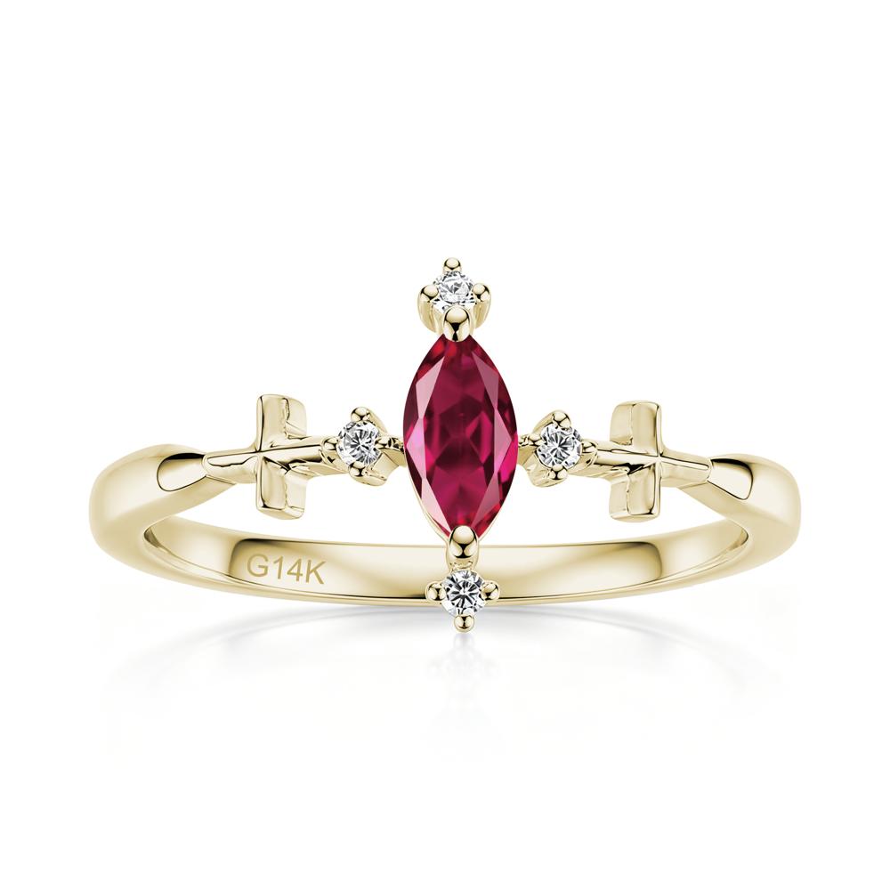 Petite Marquise Cut London Blue Topaz Cross Ring - LUO Jewelry #gemstone_Ruby