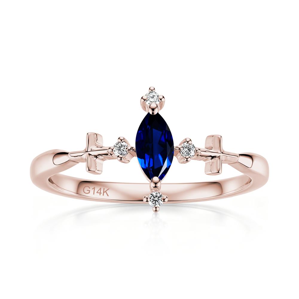Petite Marquise Cut London Blue Topaz Cross Ring - LUO Jewelry #gemstone_Sapphire