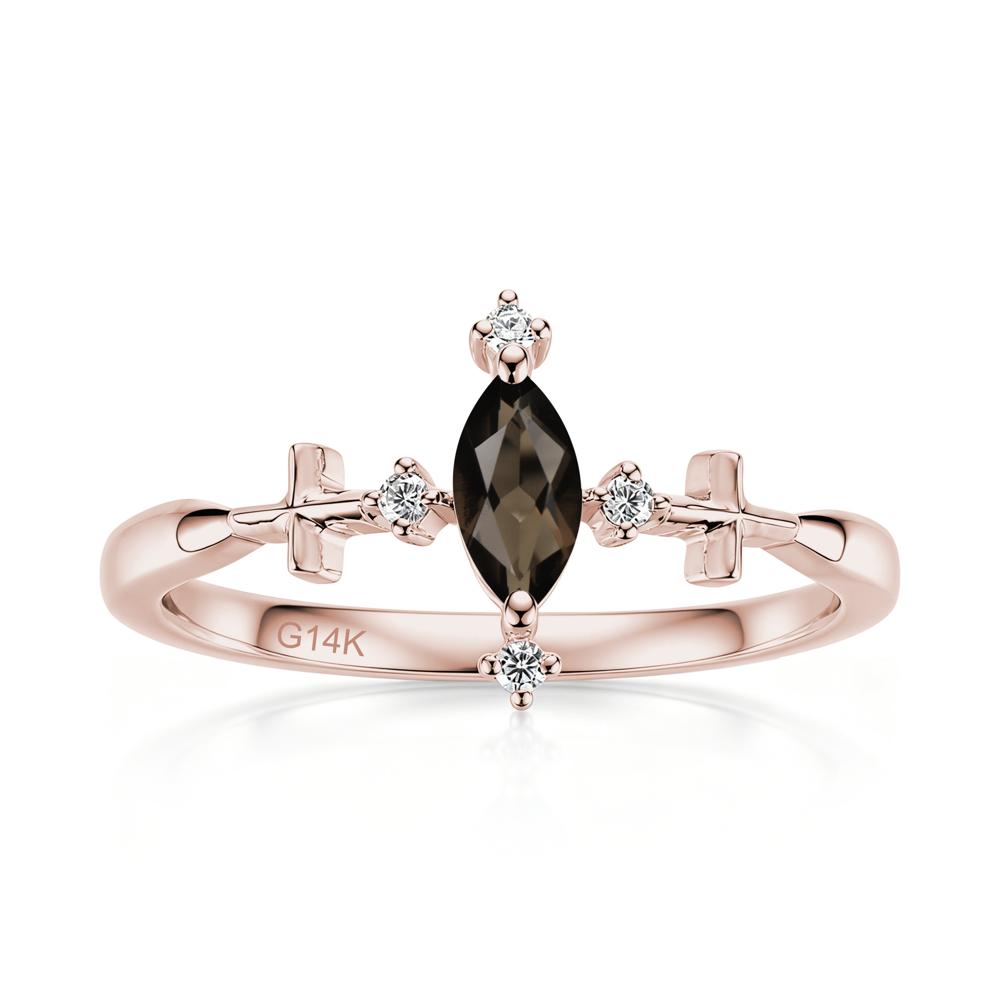 Petite Marquise Cut London Blue Topaz Cross Ring - LUO Jewelry #gemstone_Smoky Quartz