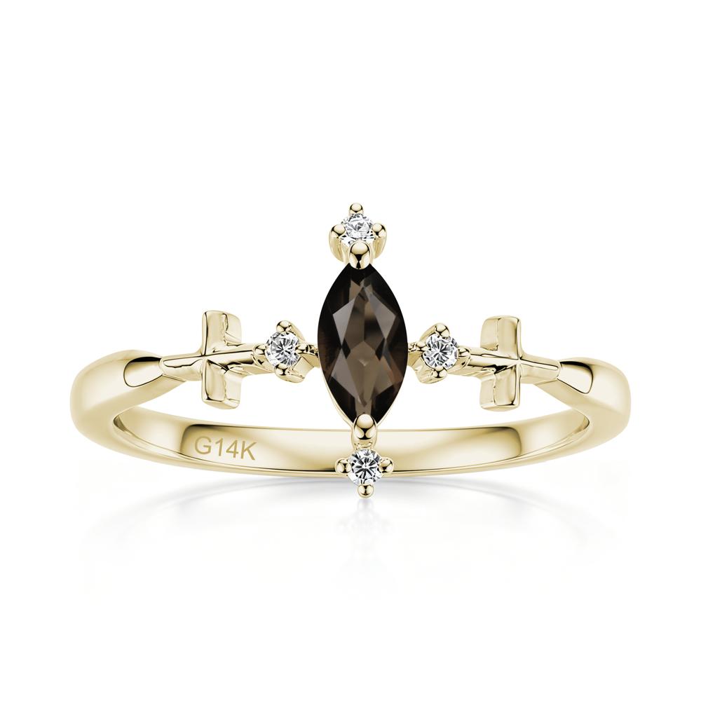 Petite Marquise Cut London Blue Topaz Cross Ring - LUO Jewelry #gemstone_Smoky Quartz