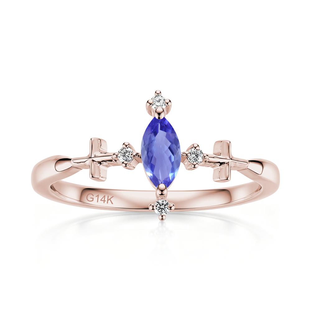 Petite Marquise Cut London Blue Topaz Cross Ring - LUO Jewelry #gemstone_Tanzanite