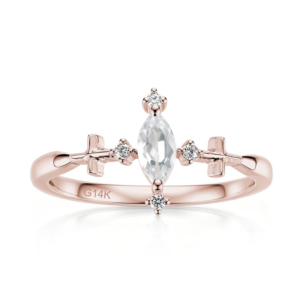 Petite Marquise Cut London Blue Topaz Cross Ring - LUO Jewelry #gemstone_White Topaz